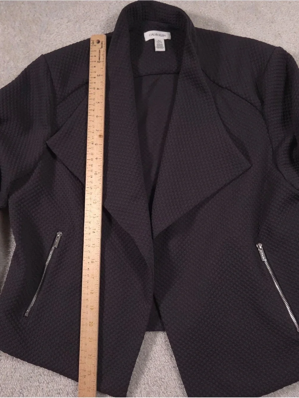 Calvin Klein Black Textured Open Drape Jacket